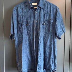 Taylor Stitch Indigo Blue Short-Sleeve Button-Down Shirt